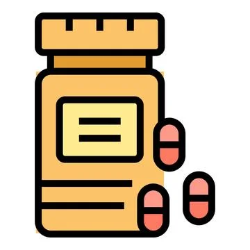 Capsule pills jar icon vector flat Stock Illustration