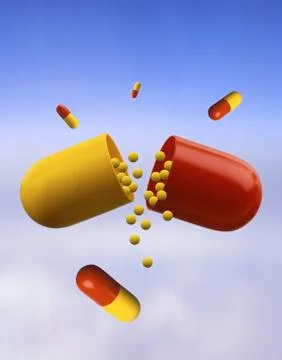 Capsule Pills in Sky Stock Illustration
