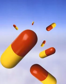 Capsule Pills in Sky Stock Illustration