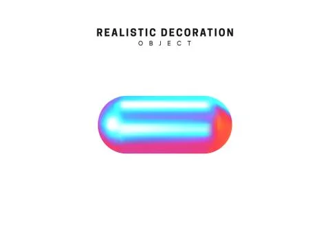 Capsule. Realistic shape 3d objects with gradient holographic color of hologr Stockillustratie