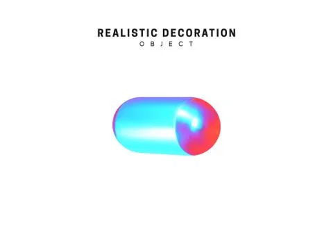 Capsule. Realistic shape 3d objects with gradient holographic color of hologr Stock Illustration