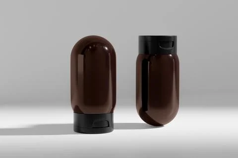 Capsule-shape bottle mockup, upside down skincare Bottle with Flip Top Cap Stock Illustration