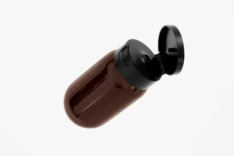 Capsule-shape bottle mockup, upside down skincare Bottle with Flip Top Cap Stock Illustration