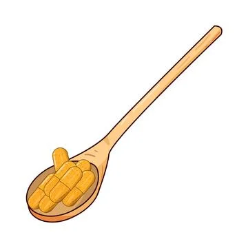 Capsule on spoon illustration Stock Illustration