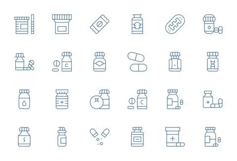 Capsule Ultimate Vector Package with 24 High Resolution Thin Line Grid Fitt.. Stock Illustration