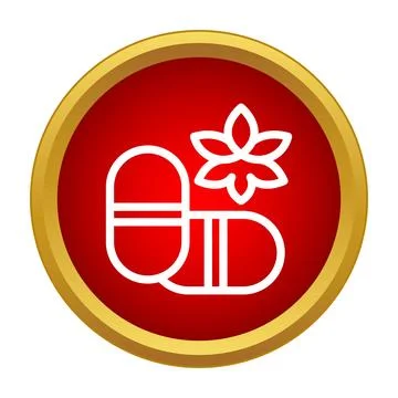 Capsules and flower icon representing herbal pharmacy Stock Illustration