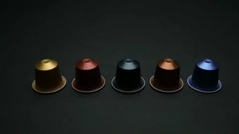 Capsules coffee on black background, Stock Footage 167753225