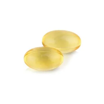 Capsules fish oil with selective focus isolate on white background Stock Photos