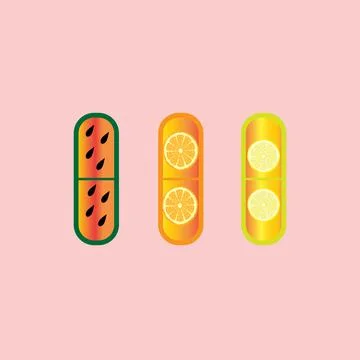 Capsules with fruits Stock Illustration