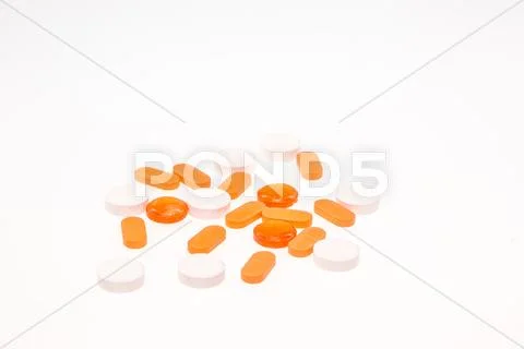 Capsules isolated on white background Stock Photos