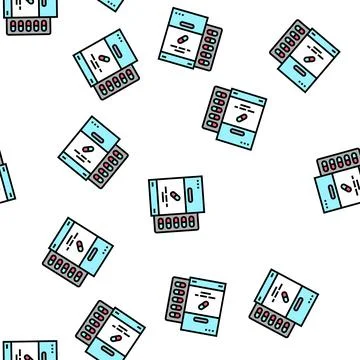 Capsules package probiotics vector seamless pattern 库存插图