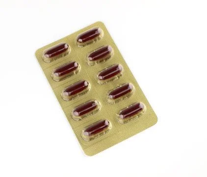 Capsules packed in blister Stock Photos