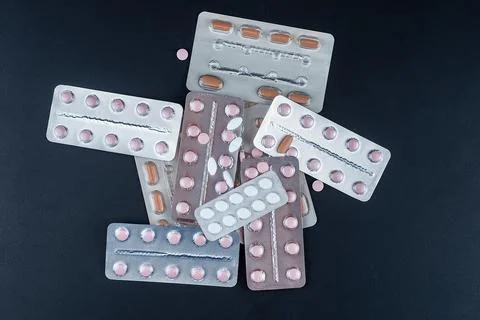 Capsules tablets in a blister pack Stock Photos