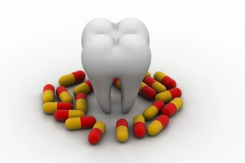 Capsules with tooth Stock Illustration