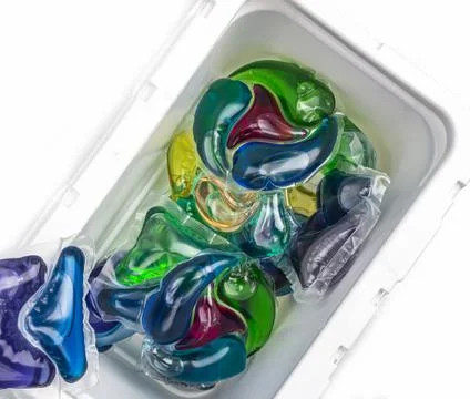 Capsules for washing view from the top close-up Foto stock