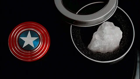 Captain america theme composition with metallic spinner Stock Footage 79378165