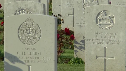 Captain and Private War Graves France Stock Footage 99600082