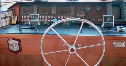 The captain bridge of the ship. Navigational instruments on the captain bridg Stock-Footage 158804424