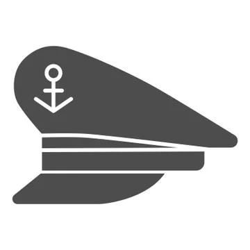 Captain cap solid icon, Sea cruise concept, sailor cap sign on white background Illustrazione stock