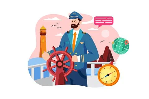 Captain command of the ship Illustrazione stock