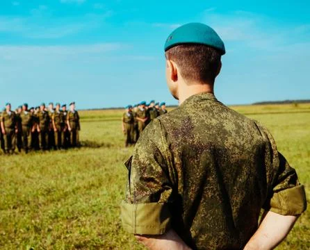 The captain faces a system of soldiers 写真素材