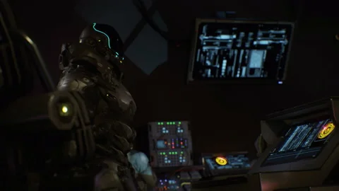 Captain gives orders from the bridge during the Battle of Star Wars 06 Stock Footage 167211571