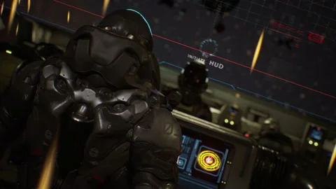 Captain gives orders from the bridge during the Battle of Star Wars 25 Stock Footage 167262891