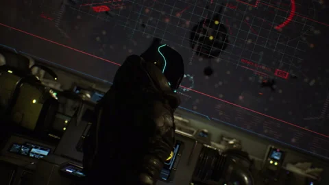 Captain gives orders from the bridge during the Battle of Star Wars 31 Stock Footage 167278398