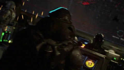 Captain gives orders from the bridge during the Battle of Star Wars 33 Stock Footage 167281597