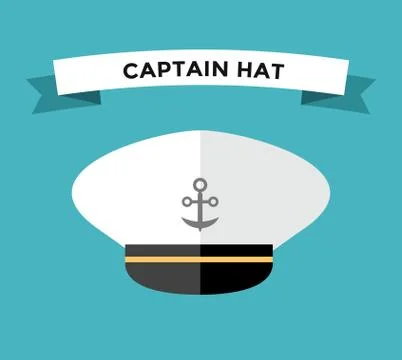 Captain hat with anchor flat vector icon Stock Illustration
