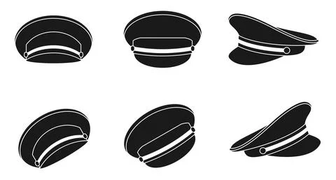 Captain hat icon set Stock Illustration