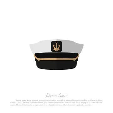 Captain hat. Isolated icon of sailor cap in flat style Stock Illustration