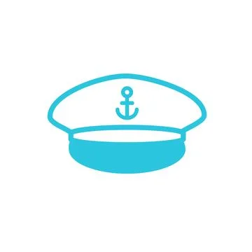 Captain hat, Isolated on white background. From blue icon set. Stock Illustration