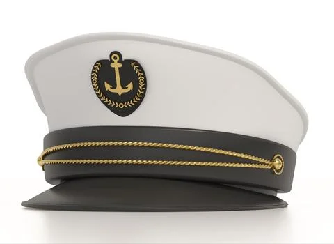 Captain hat isolated on white background. 3D illustration Stock Illustration