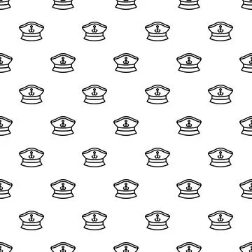 Captain hat nautical seamless pattern showing anchor symbol Stock Illustration