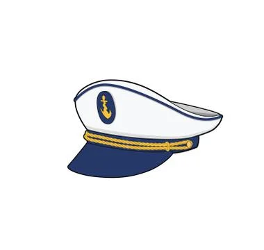 Captain hat. Sea forces captain cap. Boat crew uniform. Vector illustration. イラスト素材