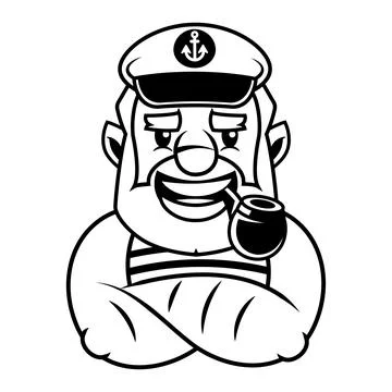 Captain Hat thin line icon. Cap banner in flat style. Sailor poster. Nautical Stock Illustration