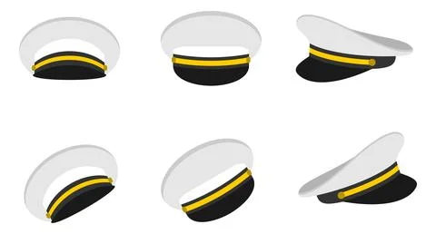 Captain hat vector set. Stock Illustration