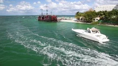 Cancun, Mexico - 12 February 2016: Captain Hook Pirate Ship