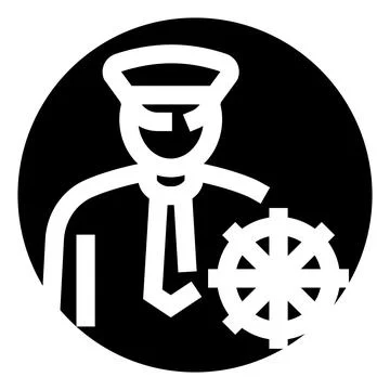 Captain icon with ship wheel navigating direction Stock Illustration