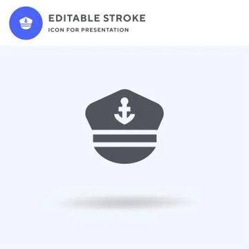 Captain icon vector, filled flat sign, solid pictogram isolated on white, logo Stockillustratie