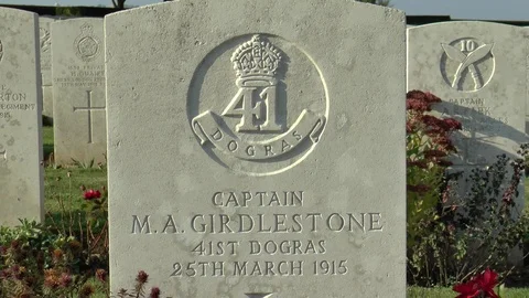 Captain M.A Girdlestone 41st Dogras War Grave Stock Footage 99800599