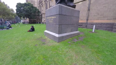 Captain Matthew Flinders Statue, St Paul Cathedral - Pan Up Stock Footage 50763306