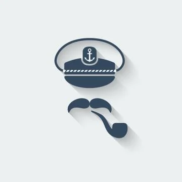 Captain mustache pipe design element Stock-Illustration