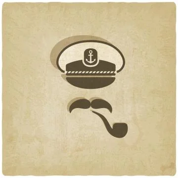 Captain mustache pipe old background Stock Illustration