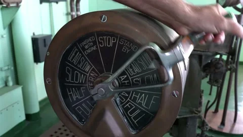 Captain navigate the ship by engine order telegraph on the bridge 4k Video stock 201034317