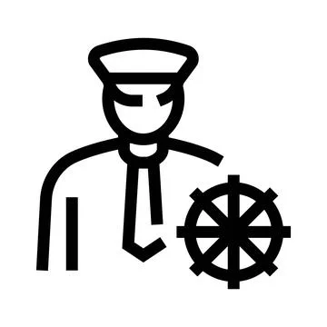 Captain or sailor navigating with ship steering wheel Stock Illustration