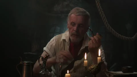 Captain pouring wine on the ship Stock Footage 259634689