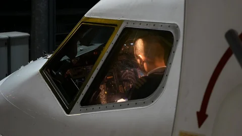 The captain is preparing for the flight Video stock 85706653