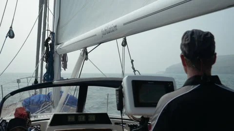 Captain sailing the boat. Stock Footage 137977441